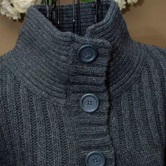 NWT Express Grey Crop Funnel Neck Cardigan - Picture 3 of 5